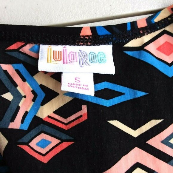 LulaRoe Women's Joy Duster Length Blue Aztec Print Vest Cardigan - Picture 8 of 9